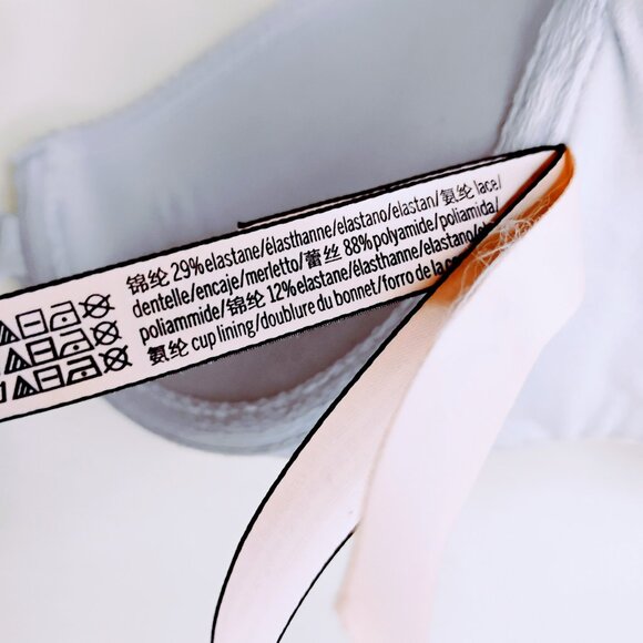 Victoria's Secret Bra Push Up Padded Comfy Front Close Lace Racer Gray Blue 32C - Picture 14 of 16